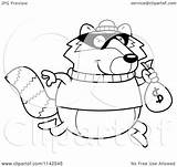 Robbing Cartoon Raccoon Bank Clipart Outlined Coloring Vector Thoman Cory Royalty sketch template