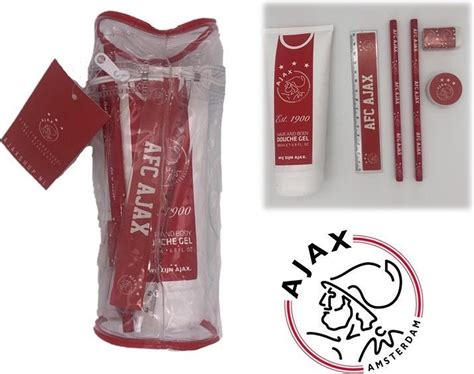 ajax etui met douchegel potloden puntenslijper gum en liniaal cadeautopper bolcom