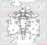 House Outline Tree Coloring Clipart Clip Illustration Rf Royalty Bnp Studio sketch template