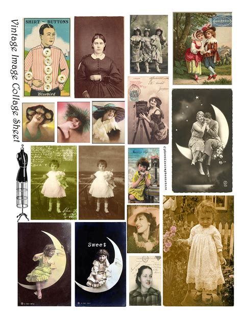 vintage digital stamps  printable digital collage sheet