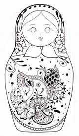 Doll Coloring Russian Dolls Nesting Matryoshka Kids Para Pages Printable Sketch Coloriage Colorear Paper Matroschka Template Russia Colouring Adult Embroidery sketch template