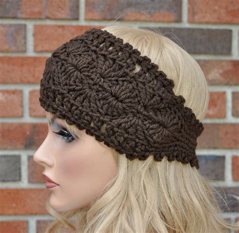 crochet headwrap womens crochet headband  chocolate