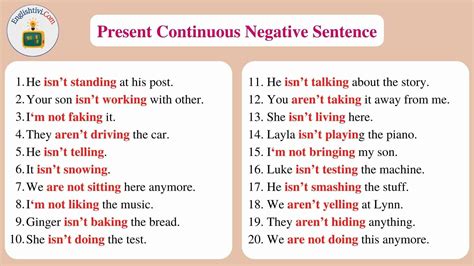 sentences   present continuous tense englishtivi