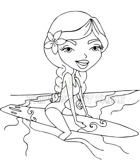 surf girl colouring pages