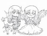 Coloring Pages Angel Anime Devil Cute Chibi Printable Teens Drawing Girl Colouring Fairy Games Twin Demon Getdrawings Getcolorings Color Animation sketch template