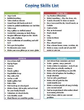 coping skills list  counselors cubby tpt