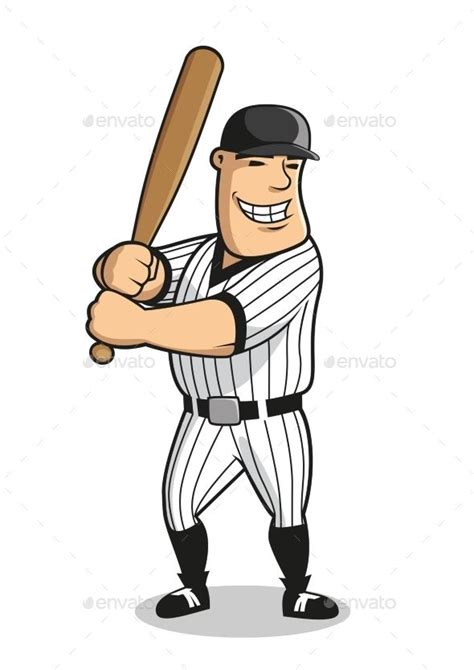 cartoon baseball player character with bat baseball