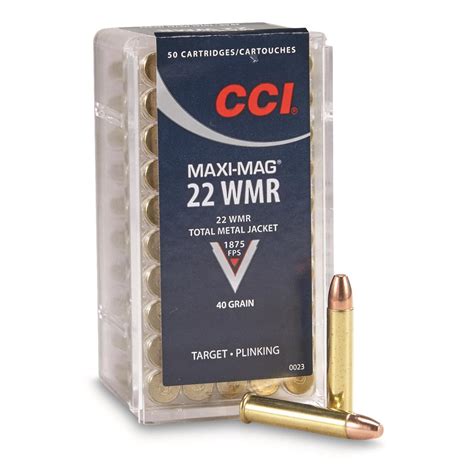cci maxi mag 22 wmr tmj 40 grain 50 rounds 10601 22 magnum