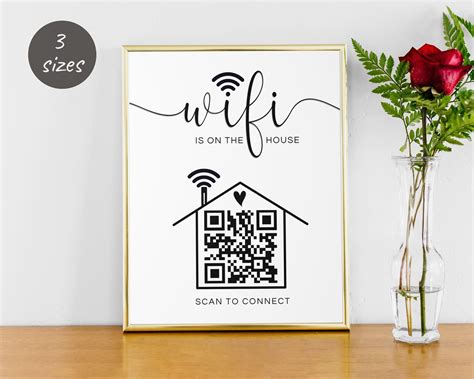 wifi sign qr code printable editable airbnb wifi sign canva template