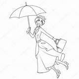 Poppins Mary Ombrello Umbrella Flying sketch template