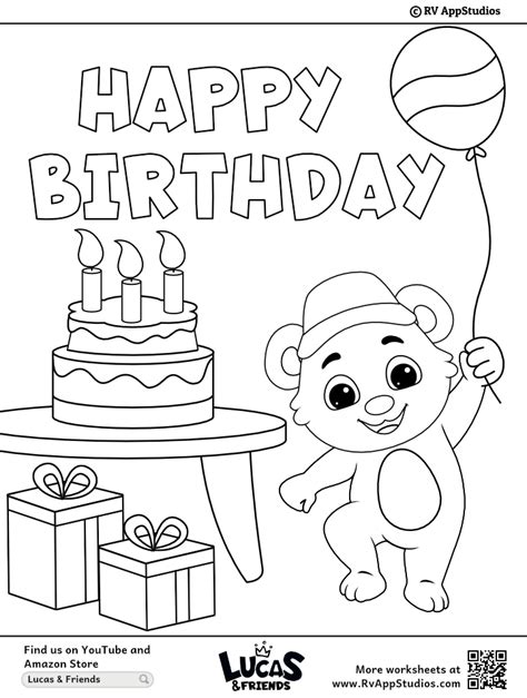 printable happy birthday coloring page  kids