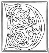 Pages Initial Coloring Getcolorings Alphabet Medieval sketch template