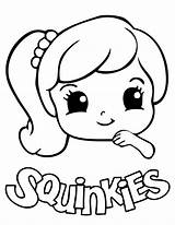 Coloring Pages Cute Girls Girl Printable Face Squinkies Kids Girly Print Things Easy Little Clipart Color Cartoon Drawings Animal Colouring sketch template