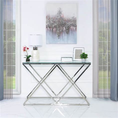 Imperia Stainless Steel Console Table Glass Console Tables