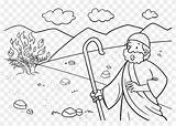 Comic Moses Bible Burning Beard Clouds Bush Coloring Pngfind sketch template