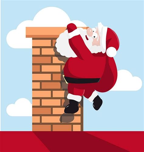 Santa Hanging On The Chimney Vector Illustration Christmas Props