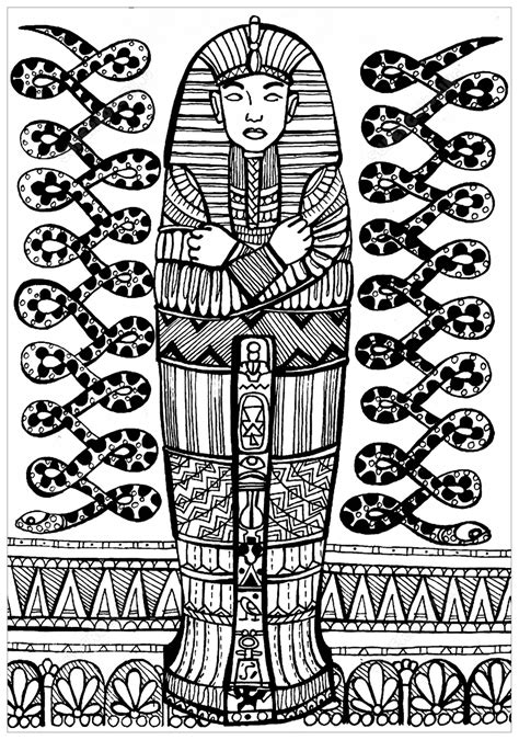 sarcophagus  pharaoh egypt adult coloring pages