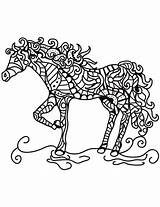 Colorare Cavallo Disegni Zentangle Dondolo Scarabocchio sketch template