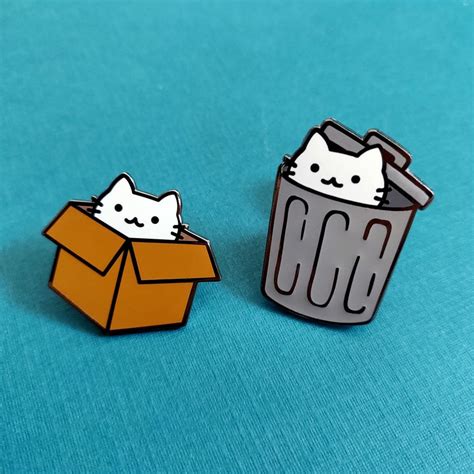 box cat hard enamel pin etsy pretty pins cool pins pins badge