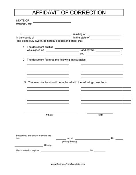 affidavit  correction form  frame fill  sign