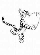 Tigger Coloring Valentine Hold sketch template