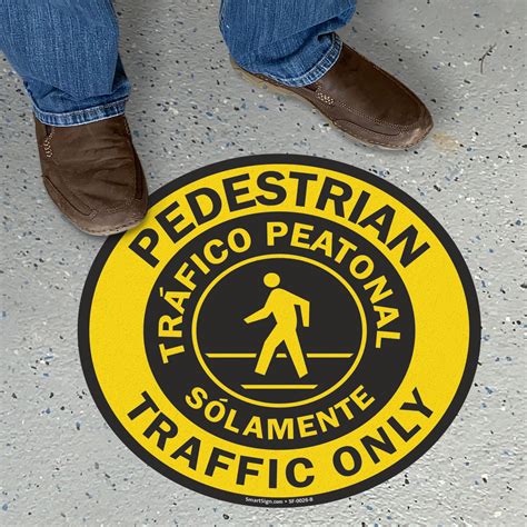 bilingual pedestrian traffic  vinyl floor sign sku sf