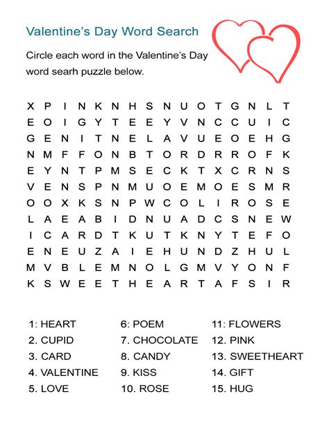 valentine puzzles printable printable word searches