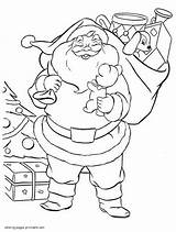 Coloring Santa Pages Gifts Christmas Kids Printable Holiday sketch template