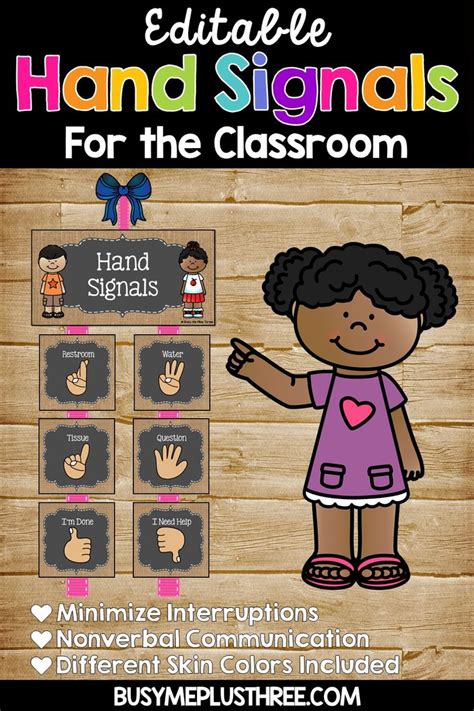 hand signals   classroom burlap chalkboard signs editable