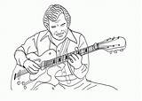 Coloring Mewarna Colorear Guitarrista Gitar Pekerjaan Mari Terkenal Pemain Acoustic Ocupaciones Guitarist sketch template