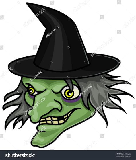 cartoon halloween witch head  mask stock vector illustration