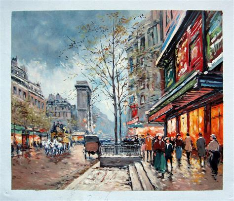 paris street scene nr museum quality oil painting