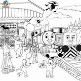 Thomas Coloring Train Pages Halloween Drawing Kids Friends Diesel Printable Activities Color Cartoon Track Sheets Den Printables Tank Engine Railroad sketch template
