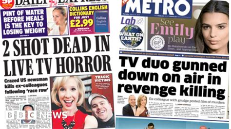 newspaper headlines papers react   tv shootings bbc news