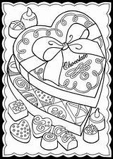 Coloring Pages Valentine Candy Valentines Chocolate Colouring Color True Pastry Dover Publications Books Printable Sheets Digital Book Kids Adult Freebie sketch template