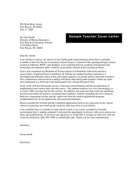 teacher cover letter examples   templates   word excel