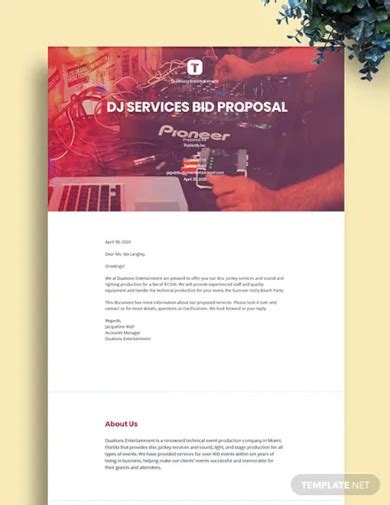 dj proposal templates  word apple pages