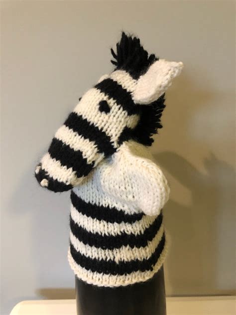 zebra knitted puppet etsy