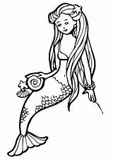 Mermaid Coloring Printable Pages Template Templates Colouring Ariel sketch template