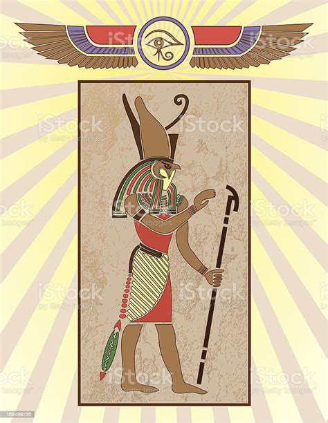 Egyptian Hieroglyph Panel Horus Stock Illustration Download Image Now