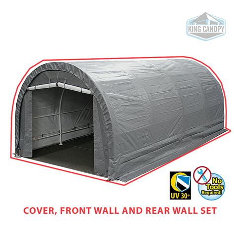 king canopy  ft   ft silver dome carport garage cover  frontrear wall set walmartcom