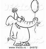 Elephant Holding Balloons Template sketch template