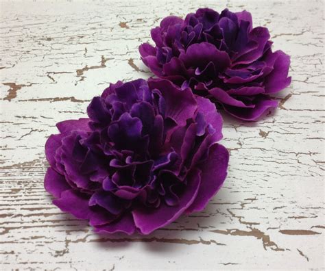 silk flowers two peonies in deep raspberry purple smaller