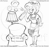 Dusting Clipart Maid Spraying Cleanser Lineart Illustration Visekart Royalty Graphic Vector 2021 Clip sketch template