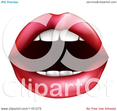 cartoon of a womans open mouth with plump red lips and