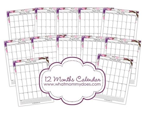printable  monthly calendars pretty floral design