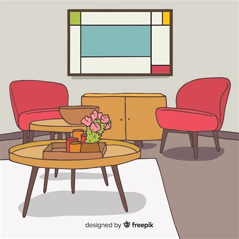 vector modern hand drawn living room