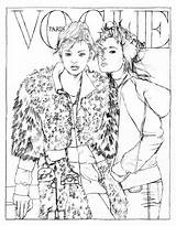 Vogue Coloring Colouring Pages Colorier Paris Models Fashion Adult Sims Book sketch template