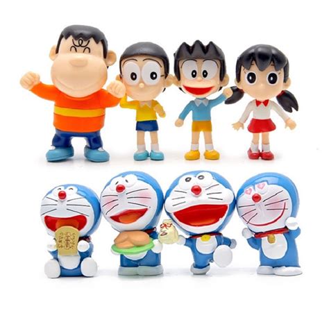 8pcs Lot Cute Doraemon Nobita Shizuka Nobi Figure Pvc Dolls Wish