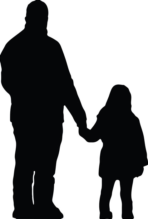 free clipart of a silhouetted father holding hands with his daughter